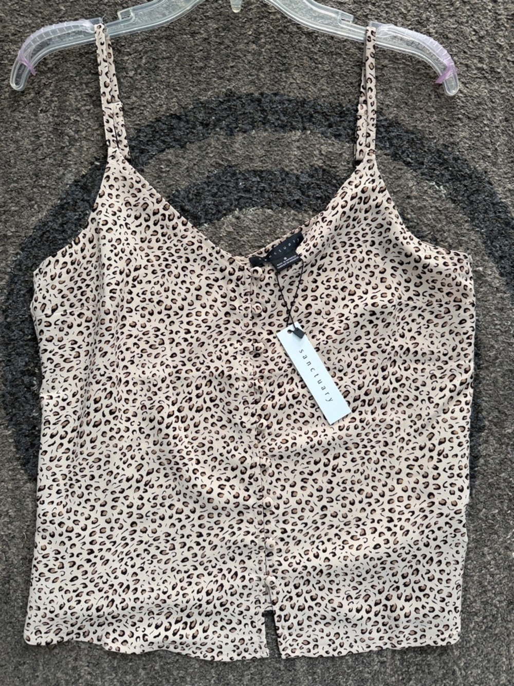 Sanctuary Beige Leopard Print Cami with Button Front